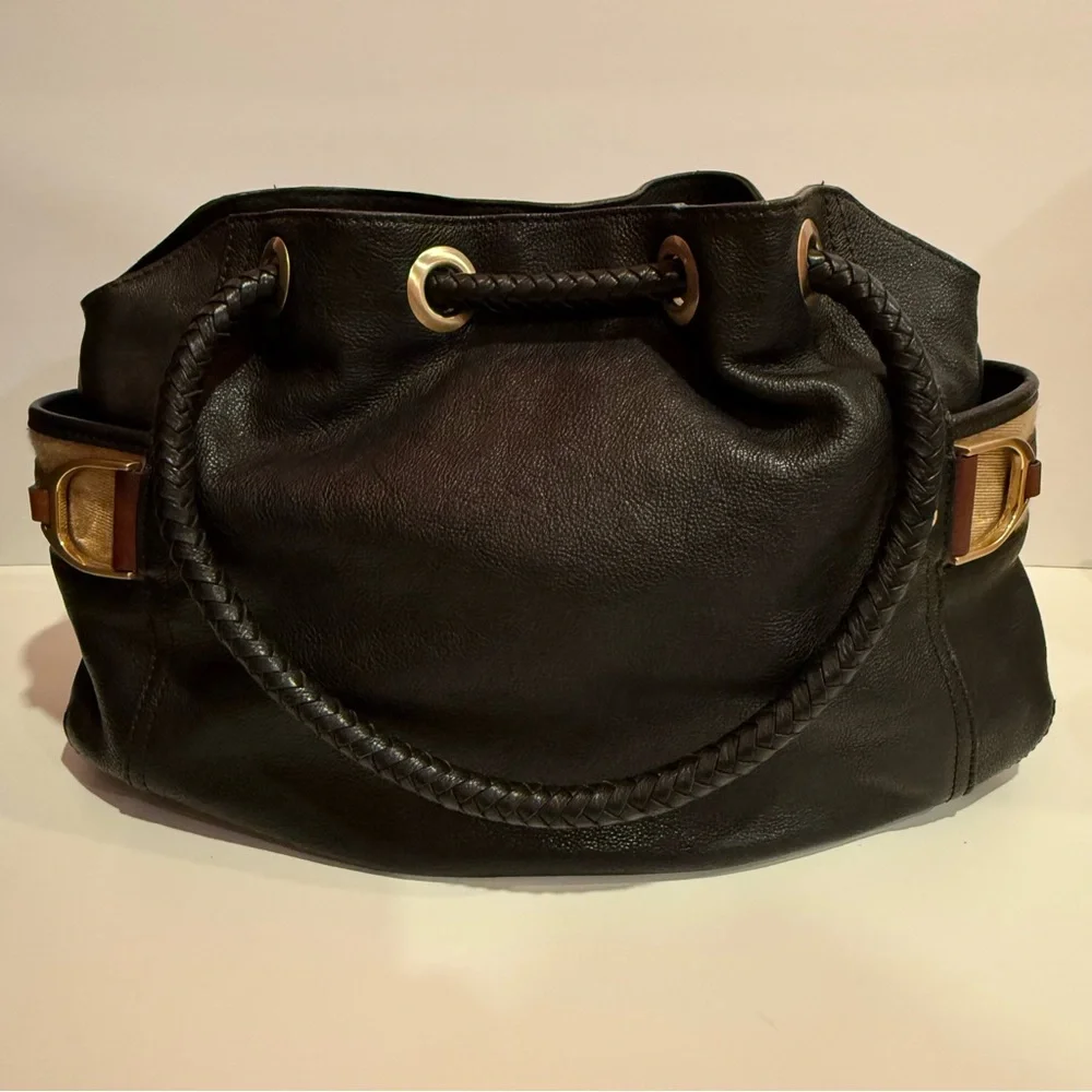Cole Haan Small Denney Bag Black Chestnut Spectator Saddle Unit Style B21826